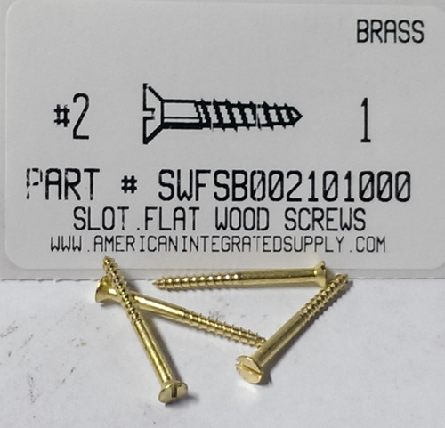 #2X1 FLAT HEAD SLOTTED WOOD SCREW BRASS (DISCONTINUED)