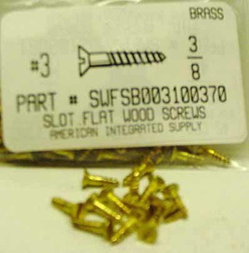 #3X3/8 FLAT HEAD SLOTTED WOOD SCREW BRASS