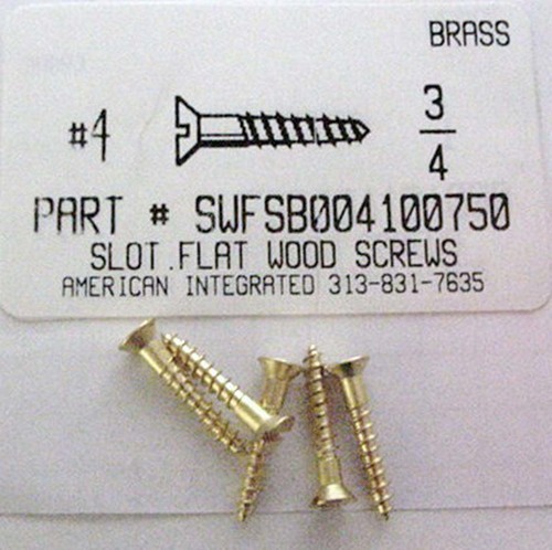 #4X3/4 FLAT HEAD SLOTTED WOOD SCREW BRASS