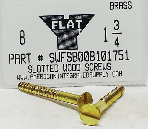 Slotted Wood Screws - #8 x 1