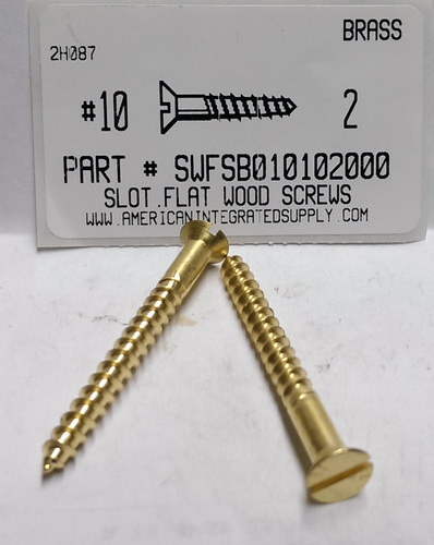#10X2 FLAT HEAD SLOTTED WOOD SCREW BRASS