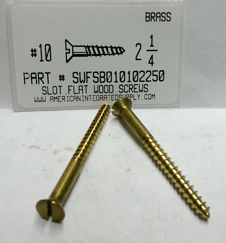 #10X2-1/4 FLAT HEAD SLOTTED WOOD SCREW BRASS (DISCONTINUED)