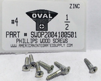 #4X1/2 OVAL HEAD PHILLIPS WOOD SCREW STEEL ZINC PLATED (DISCONTINUED)