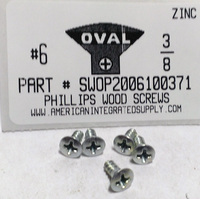 #6X3/8 OVAL HEAD PHILLIPS WOOD SCREW STEEL ZINC PLATED