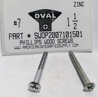 #7X1-1/2 OVAL HEAD PHILLIPS WOOD SCREW STEEL ZINC PLATED (DISCONTINUED)