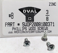 #8X3/8 OVAL HEAD PHILLIPS WOOD SCREW STEEL ZINC PLATED