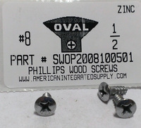 #8X1/2 OVAL HEAD PHILLIPS WOOD SCREW STEEL ZINC PLATED
