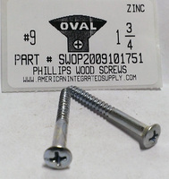 #9X1-3/4 OVAL HEAD PHILLIPS WOOD SCREW STEEL ZINC PLATED (DISCONTINUED)