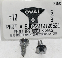 #10X5/8 OVAL HEAD PHILLIPS WOOD SCREW STEEL ZINC PLATED (DISCONTINUED)
