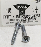 #10X1-1/4 OVAL HEAD PHILLIPS WOOD SCREW STEEL ZINC PLATED