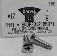 #12X7/8 OVAL HEAD PHILLIPS WOOD SCREW STEEL ZINC PLATED (DISCONTINUED)