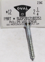 #12X2-1/4 OVAL HEAD PHILLIPS WOOD SCREW STEEL ZINC PLATED