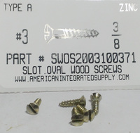 #3X3/8 OVAL HEAD SLOTTED WOOD SCREW STEEL ZINC PLATED (DISCONTINUED)