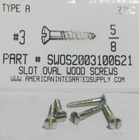 #3X5/8 OVAL HEAD SLOTTED WOOD SCREW STEEL ZINC PLATED