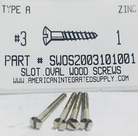 #3X1 OVAL HEAD SLOTTED WOOD SCREW STEEL ZINC PLATED (DISCONTINUED)