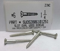 #6X1-1/4 OVAL HEAD SLOTTED WOOD SCREW STEEL ZINC PLATED (DISCONTINUED)