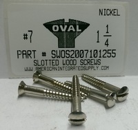 #7X1-1/4 OVAL HEAD SLOTTED WOOD SCREW STEEL NICKEL PLATED (DISCONTINUED)
