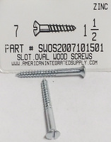 #7X1-1/2 OVAL HEAD SLOTTED WOOD SCREW STEEL ZINC PLATED
