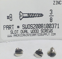 #8X3/8 OVAL HEAD SLOTTED WOOD SCREW STEEL ZINC PLATED