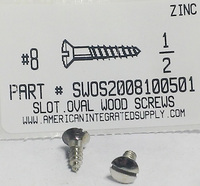 #8X1/2 OVAL HEAD SLOTTED WOOD SCREW STEEL ZINC PLATED (DISCONTINUED)