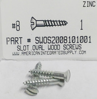 #8X1 OVAL HEAD SLOTTED WOOD SCREW STEEL ZINC PLATED