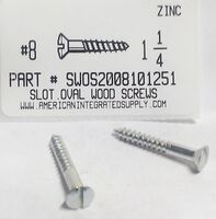 #8X1-1/4 OVAL HEAD SLOTTED WOOD SCREW STEEL ZINC PLATED (DISCONTINUED)