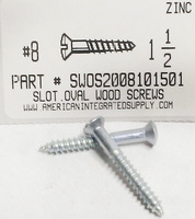 #8X1-1/2 OVAL HEAD SLOTTED WOOD SCREW STEEL ZINC PLATED (DISCONTINUED)
