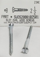#8X2-1/2 OVAL HEAD SLOTTED WOOD SCREW STEEL ZINC PLATED (DISCONTINUED)