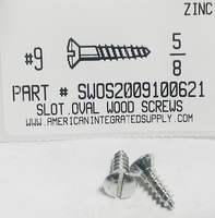 #9X5/8 OVAL HEAD SLOTTED WOOD SCREW STEEL ZINC PLATED