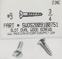 #9X3/4 OVAL HEAD SLOTTED WOOD SCREW STEEL ZINC PLATED (DISCONTINUED)