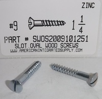 #9X1-1/4 OVAL HEAD SLOTTED WOOD SCREW STEEL ZINC PLATED (DISCONTINUED)