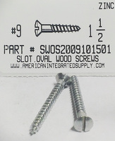 #9X1-1/2 OVAL HEAD SLOTTED WOOD SCREW STEEL ZINC PLATED