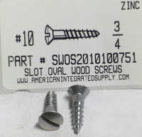 #10X3/4 OVAL HEAD SLOTTED WOOD SCREW STEEL ZINC PLATED (DISCONTINUED)