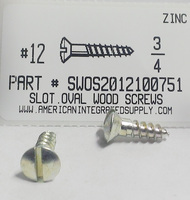 #12X3/4 OVAL HEAD SLOTTED WOOD SCREW STEEL ZINC PLATED (DISCONTINUED)