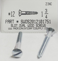 #12X1-3/4 OVAL HEAD SLOTTED WOOD SCREW STEEL ZINC PLATED (DISCONTINUED)