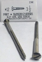#12X3-1/2 OVAL HEAD SLOTTED WOOD SCREW STEEL ZINC PLATED