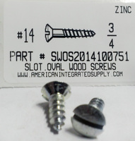 #14X3/4 OVAL HEAD SLOTTED WOOD SCREW STEEL ZINC PLATED