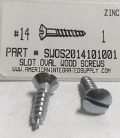 #14X1 OVAL HEAD SLOTTED WOOD SCREW STEEL ZINC PLATED (DISCONTINUED)