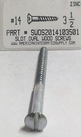 #14X3-1/2 OVAL HEAD SLOTTED WOOD SCREW STEEL ZINC PLATED