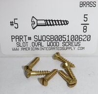 #5X5/8 OVAL HEAD SLOTTED WOOD SCREW BRASS
