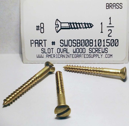10 X 3/4" Wood Screws Antique Slotted Flat Head Brass USA For Hinges