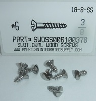 #6X3/8 OVAL HEAD SLOTTED WOOD SCREW 18-8-SS