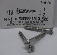 #10X1-1/2 OVAL HEAD SLOTTED WOOD SCREW 18-8-SS