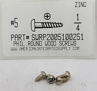 #5X1/4 ROUND HEAD PHILLIPS WOOD SCREW STEEL ZINC PLATED