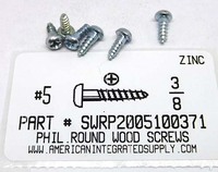 #5X3/8 ROUND HEAD PHILLIPS WOOD SCREW STEEL ZINC PLATED (DISCONTINUED)