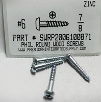 #6X7/8 ROUND HEAD PHILLIPS WOOD SCREW STEEL ZINC PLATED (DISCONTINUED)