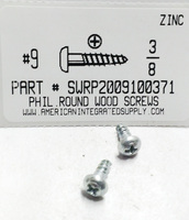 #9X3/8 ROUND HEAD PHILLIPS WOOD SCREW STEEL ZINC PLATED (DISCONTINUED)