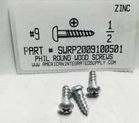 #9X1/2 ROUND HEAD PHILLIPS WOOD SCREW STEEL ZINC PLATED