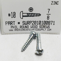#10X7/8 ROUND HEAD PHILLIPS WOOD SCREW STEEL ZINC PLATED