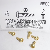 #4X3/8 ROUND HEAD PHILLIPS WOOD SCREW BRASS
